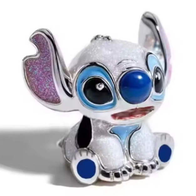 Silver Tone Metal Cartoon Alien Bead Charm Animal Theme Blue Pink Silver