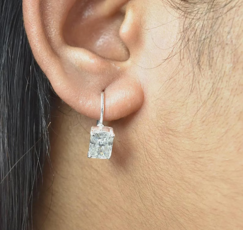 5 Ct Radiant Lab Grown Diamond Stud Earrings in Silver Christmas Gift For Her