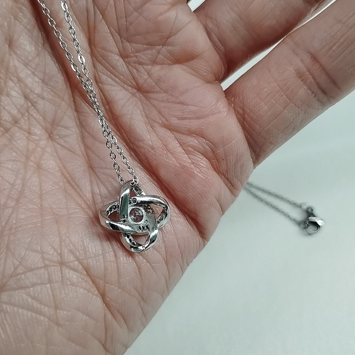 GF Anniversary Gift Promise Pendant Necklace Love Knot Stainless Steel 19.5″