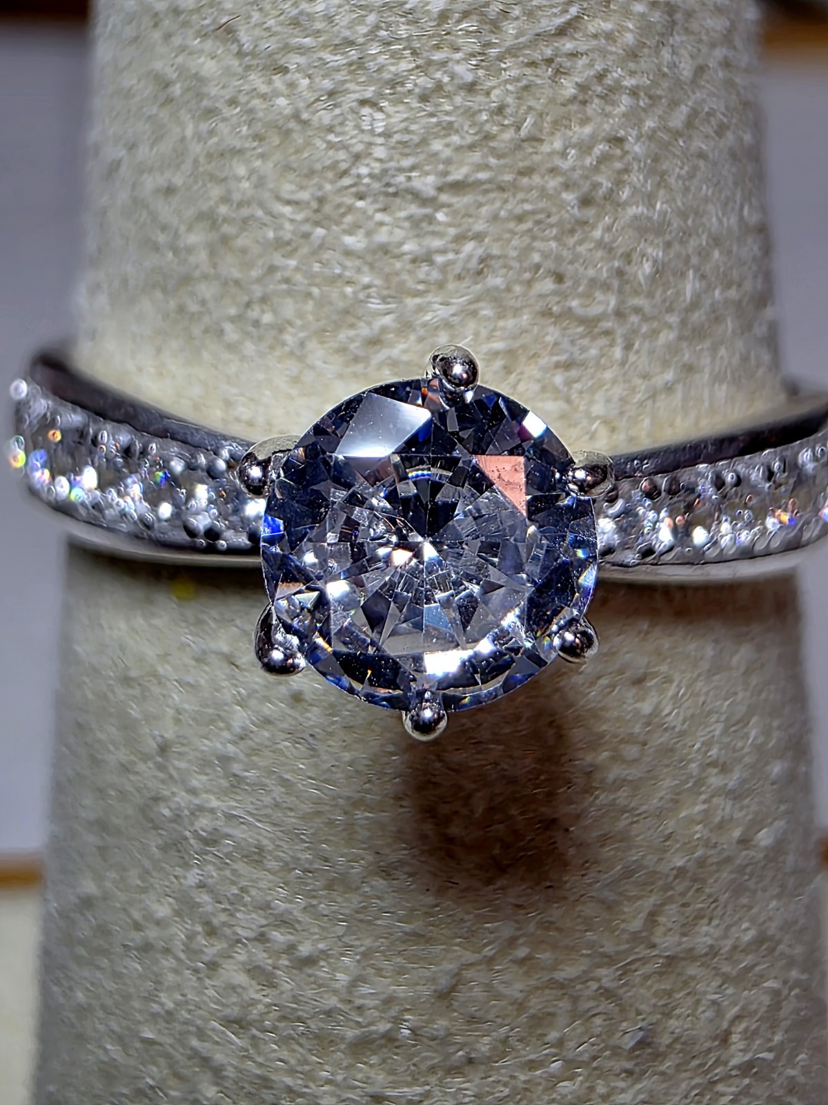 S7 Round CZ stone w/Moissanite Ring Solid 925 Sterling Silver
