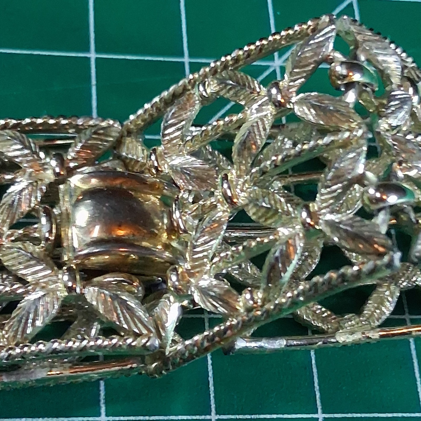 Vintage Cora Silver Tone Wide Band Floral Design Fold Over Clasp Bracelet