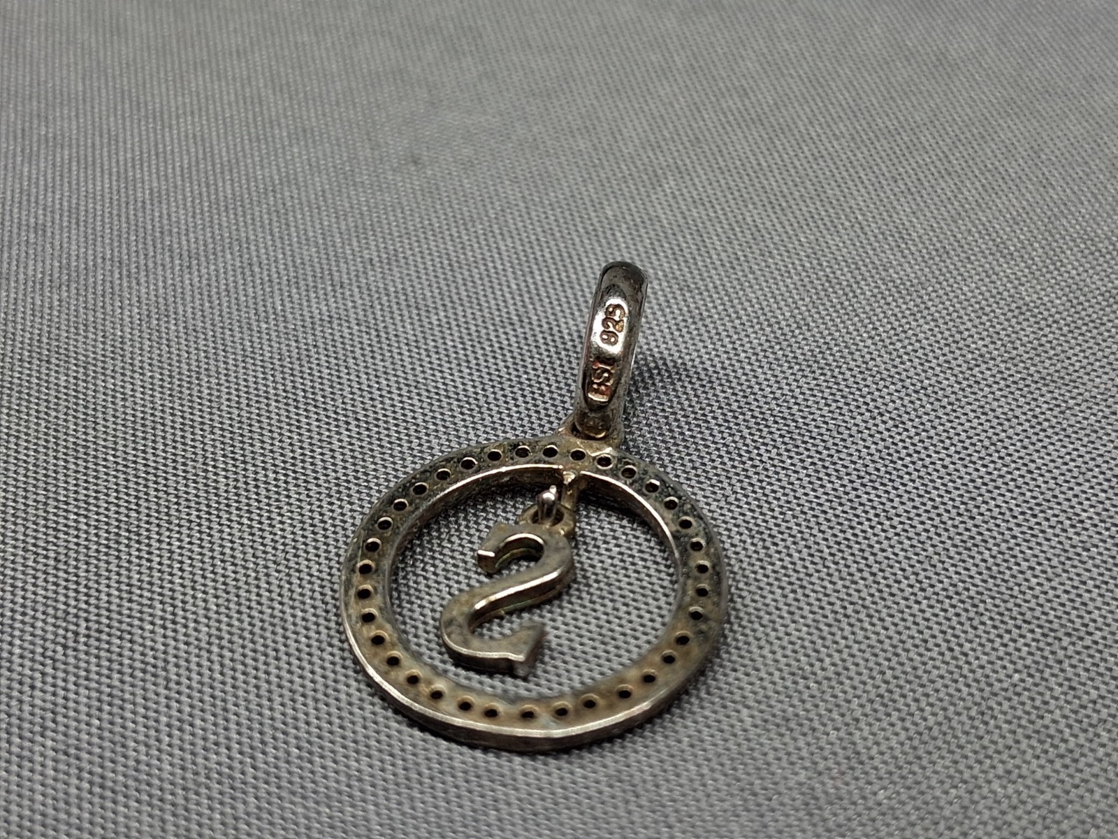 BSI 925 Sterling Silver Letter Iniital “S” W/Clear CZ’s Pendant 1″