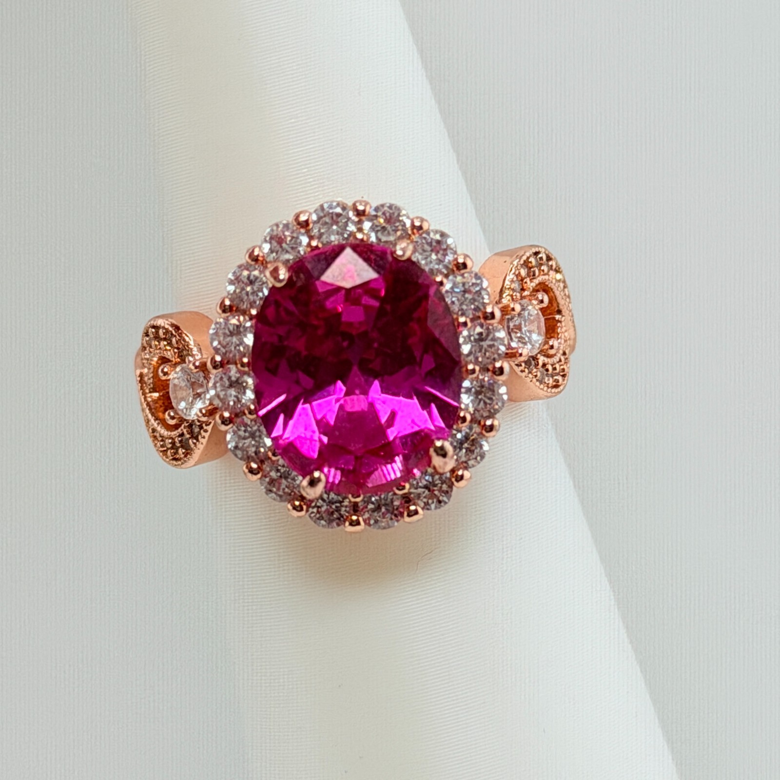 Bomb Party RETRO 2424 Set Ring Sz 7 RBP2424 & RBP7059 Rose Corundum on Rose Gold