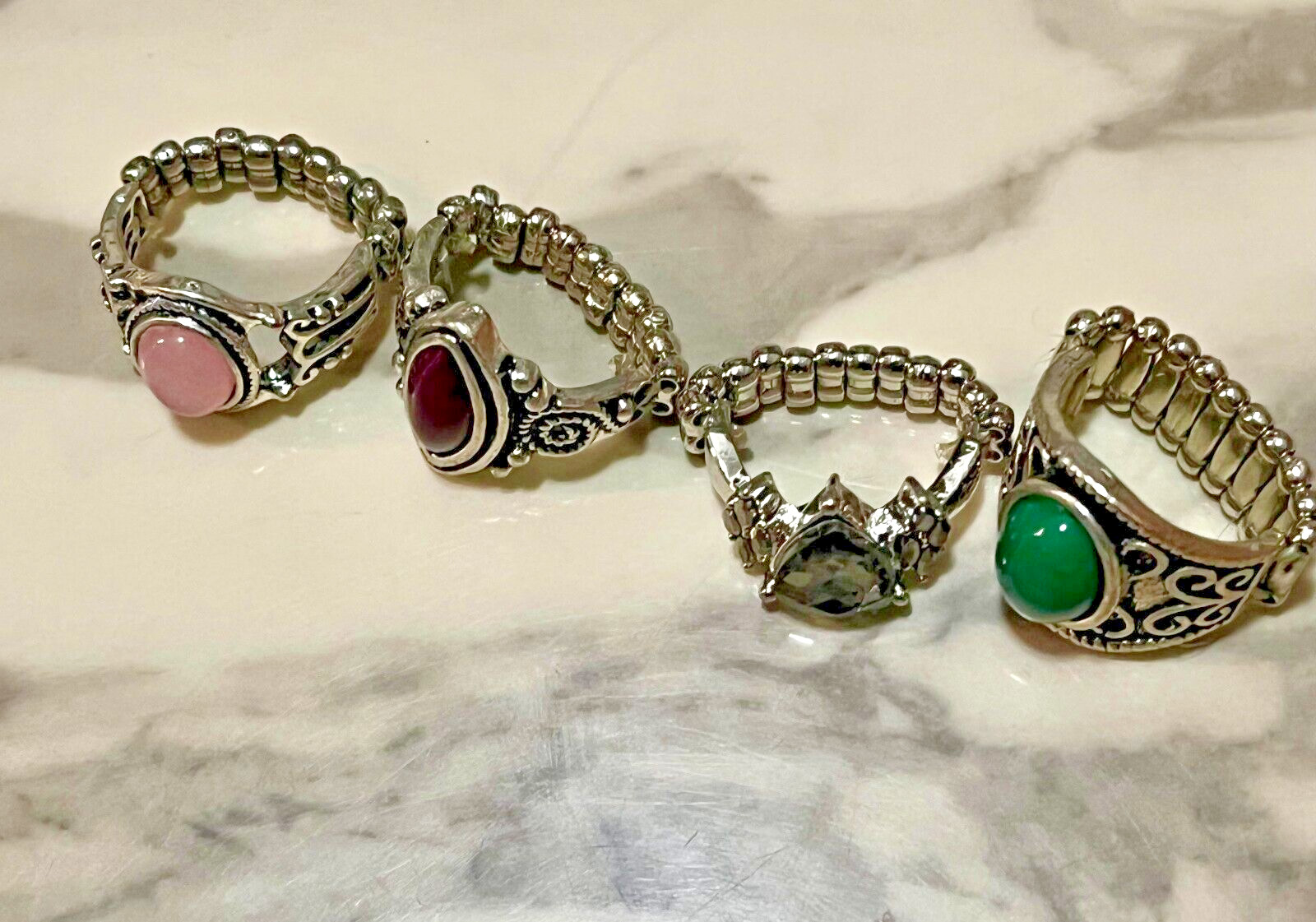 20 Assorted Ornate Stretch Rings Lot Some w/ Embellishments/ Varied Styles