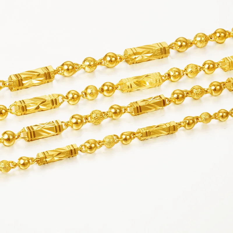 Men 18K Gold Plated Buddha Necklace Hexagonal Bamboo Chain Fashion Jewelry