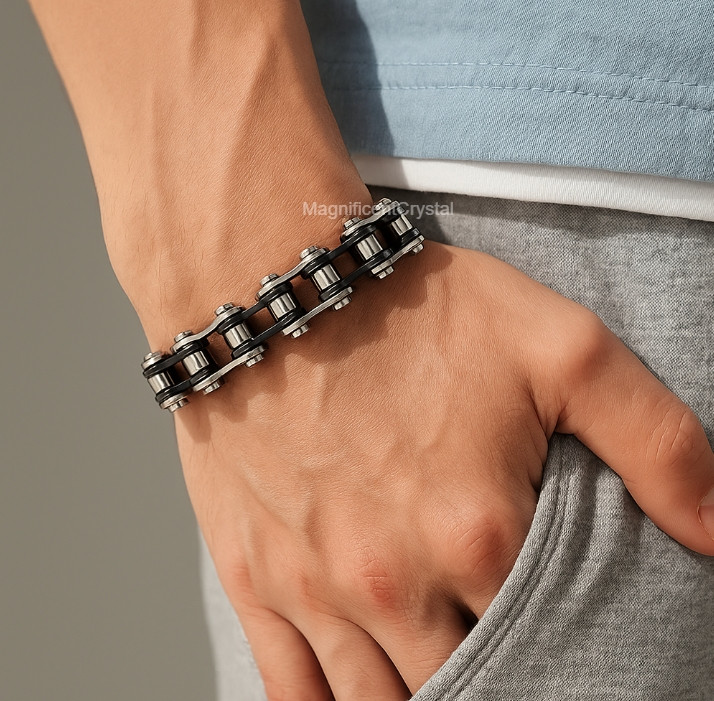 Stainless Steel Mens Bracelet Hip Hop Punk Style Bangle Heavy Duty Wrist Chain