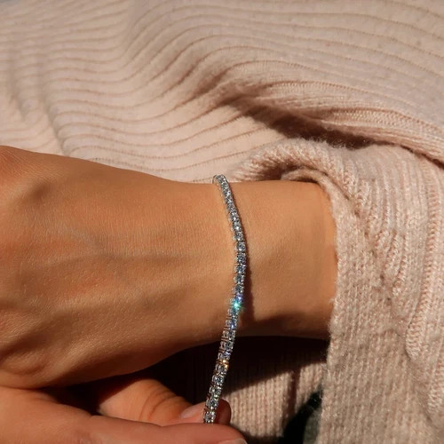 18k White Gold Plated 5mm Round Simulated Diamond Tennis Bracelet Bridal Jewelry