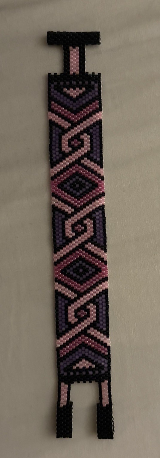 Handmade Miyuki Delica Bead Geometric Cuff Bracelet Toggle Closure