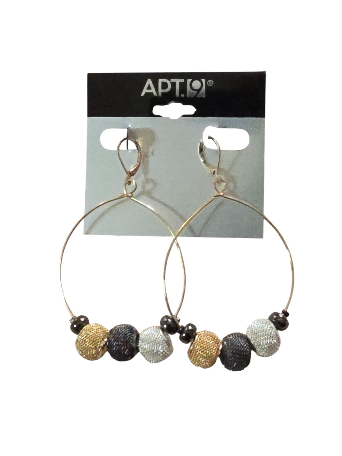 Apt. 9 Women’s Trendy Tri Color Lever Back Hoop Earrings NWT
