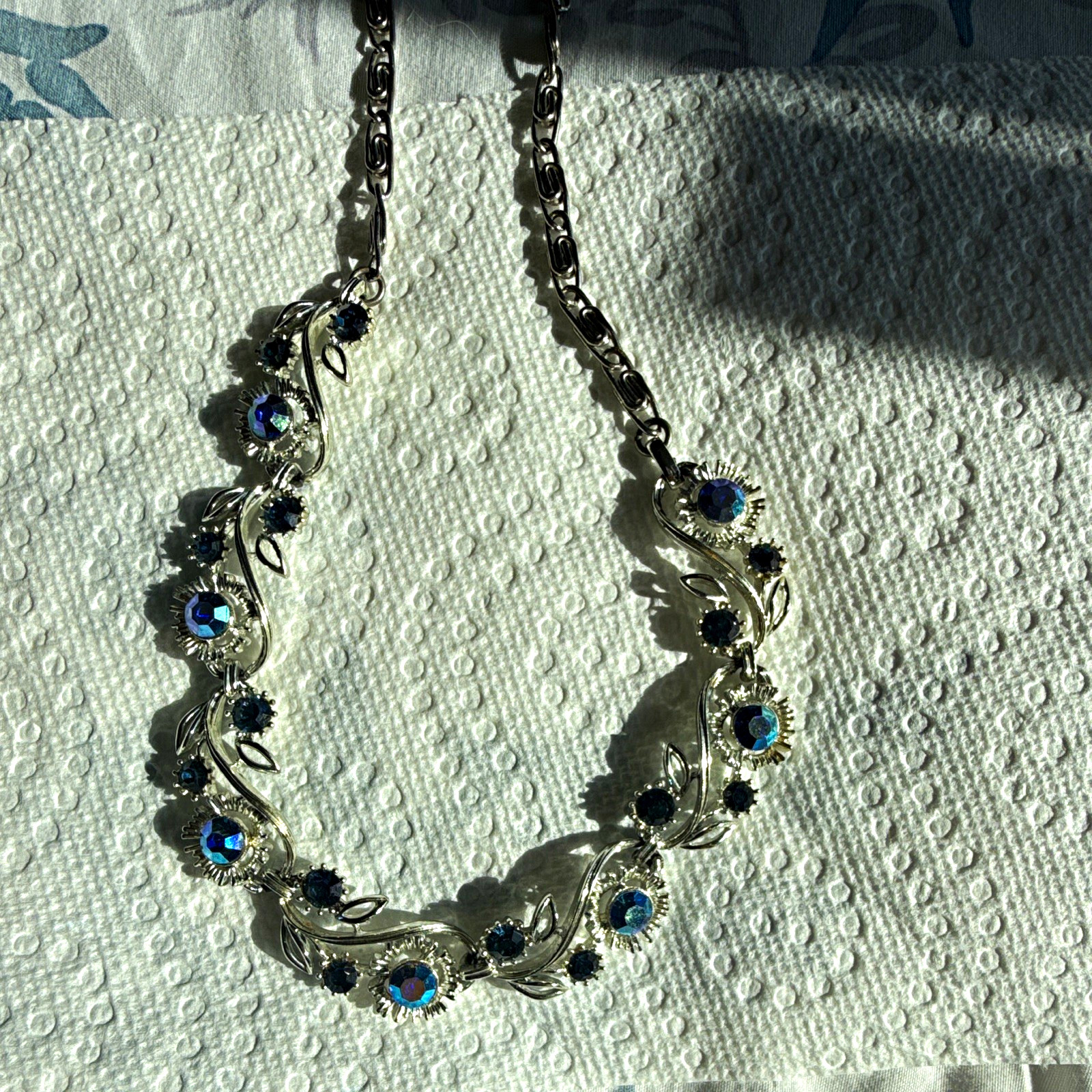 Vintage Lisner 1950-60 Blue Aurora Borealis Rhinestones.