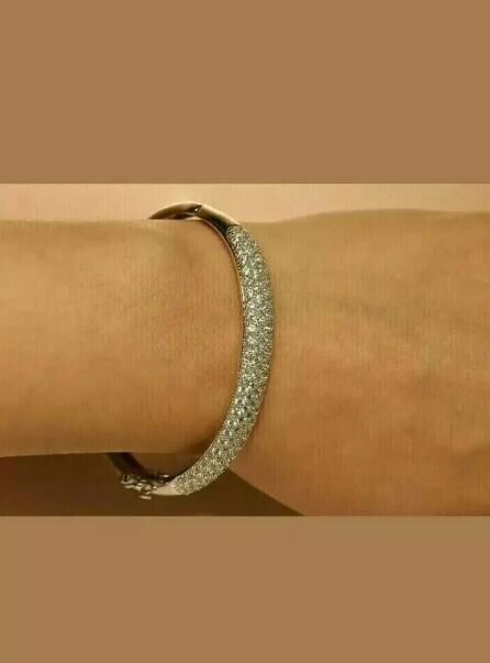 3Ct Round Cut Lab Created VVS1 Diamond 7″ Bangle Bracelet 14K White Gold Plated