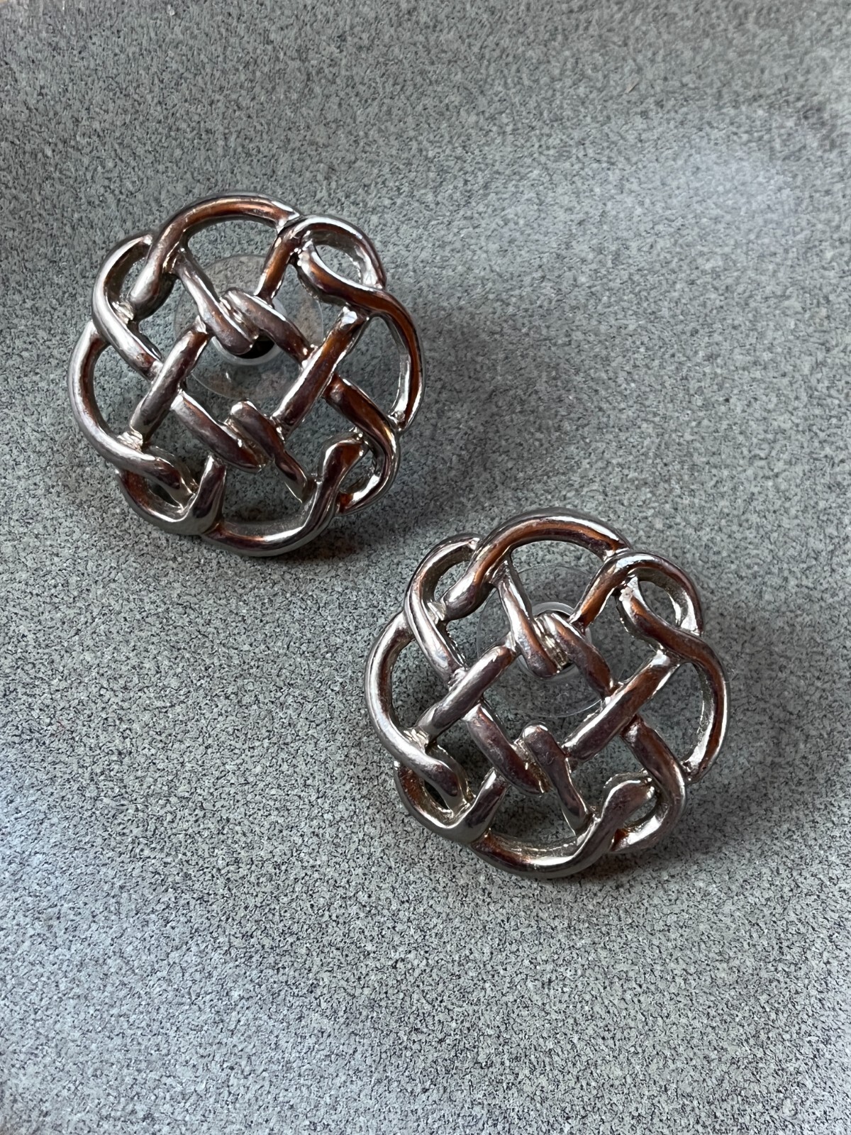 Vintage Open Work Silvertone Scalloped Post Earrings for Pierced Ears – 1 and 1/