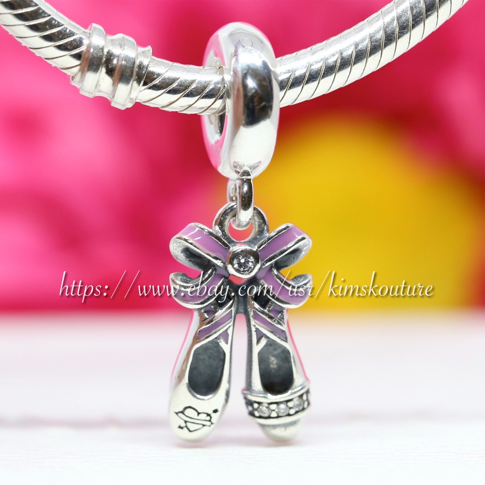 Authentic Pink Ballerina Shoes Sterling Silver Charm Bead 798339CZ