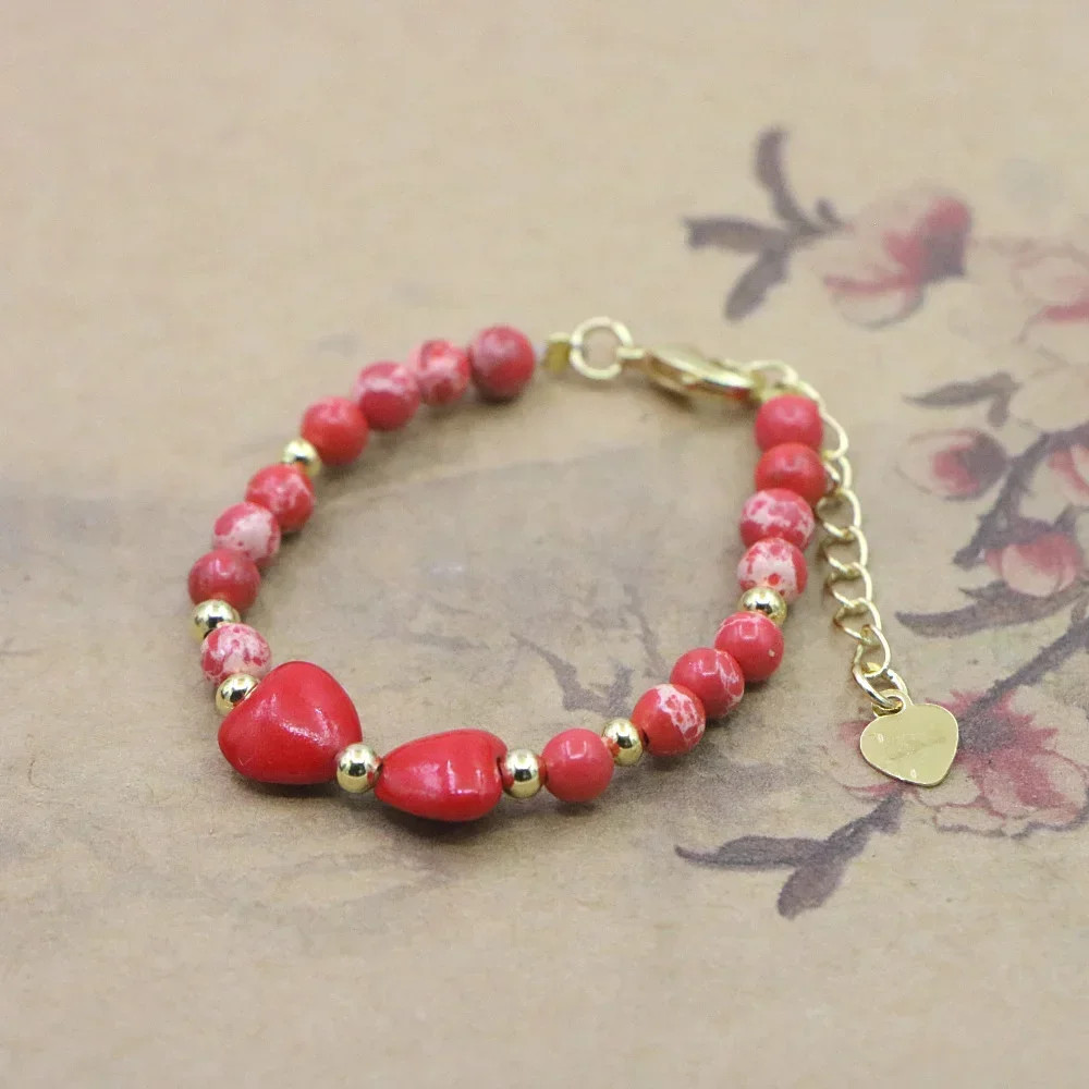 Baby Girls Bracelet Natural Stone Bead Lobster Clasp Charm Jewelry Adjustable