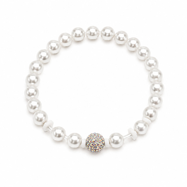 Handmade Moonlight Glass Pearl Stretch Bracelet | Elegant Beaded Bracelet