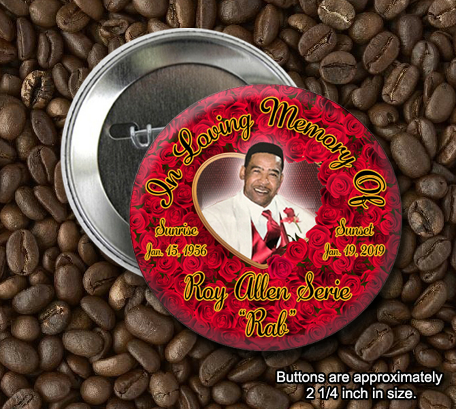50 In loving Memory of Rest In Peace 2 inch Pin back Buttons – Style 03