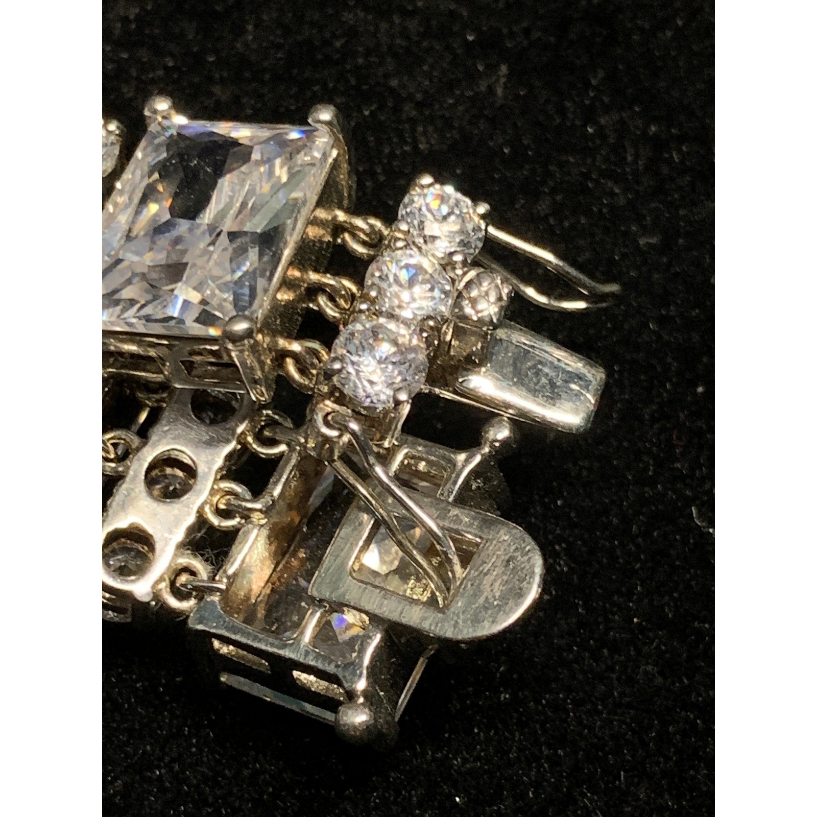 Emerald Cut Cubic Zirconia Tennis Bracelet Silver Tone 6.5 Inch Bridal Wedding