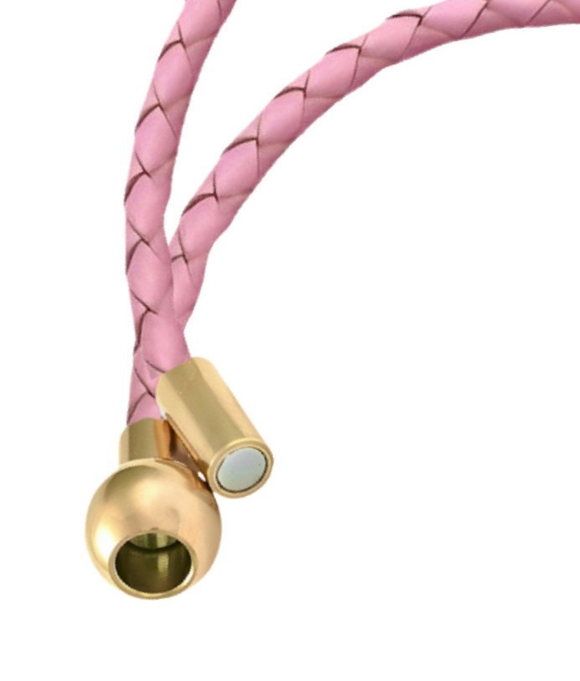 Linx triple wrap, pink leather bolo, cord bracelet with gold magnetic clasp