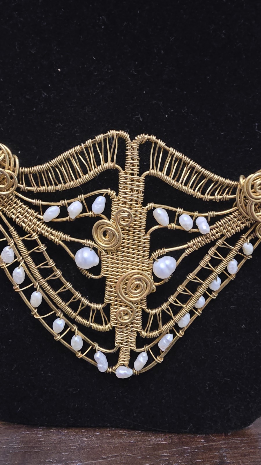 10 Pc Egyptian Artisan Brass Wire Wrapped Freshwater Pearl Jewelry Lot New