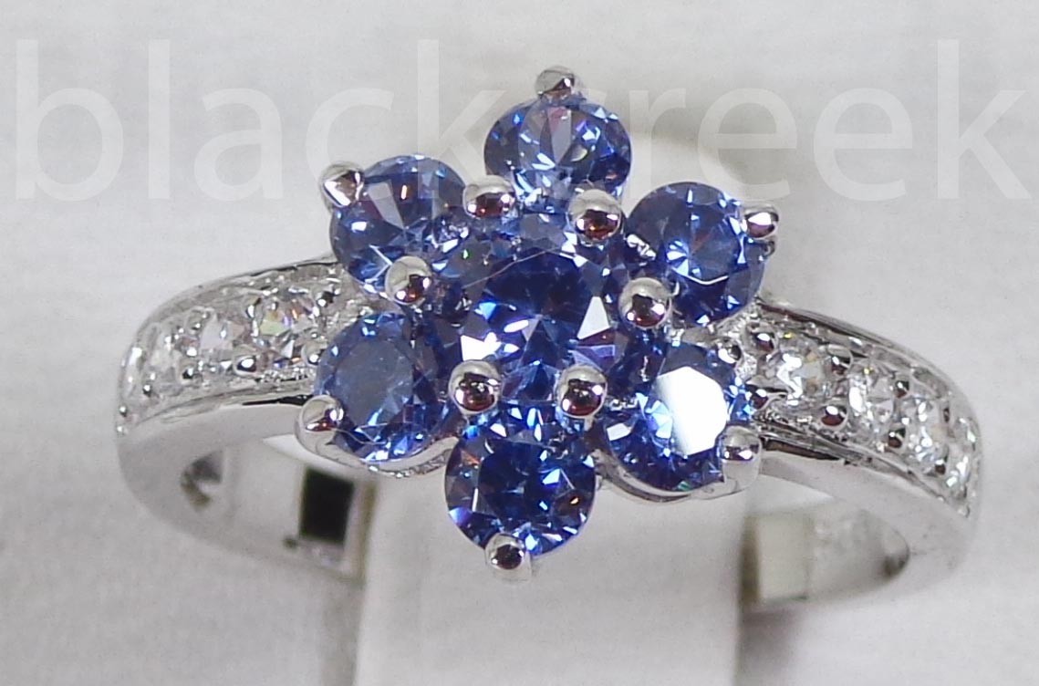 Tanzanite & White CZ ~ 925 Sterling Silver ~ Ring Sz 5/6/7/7.5/8/9/10