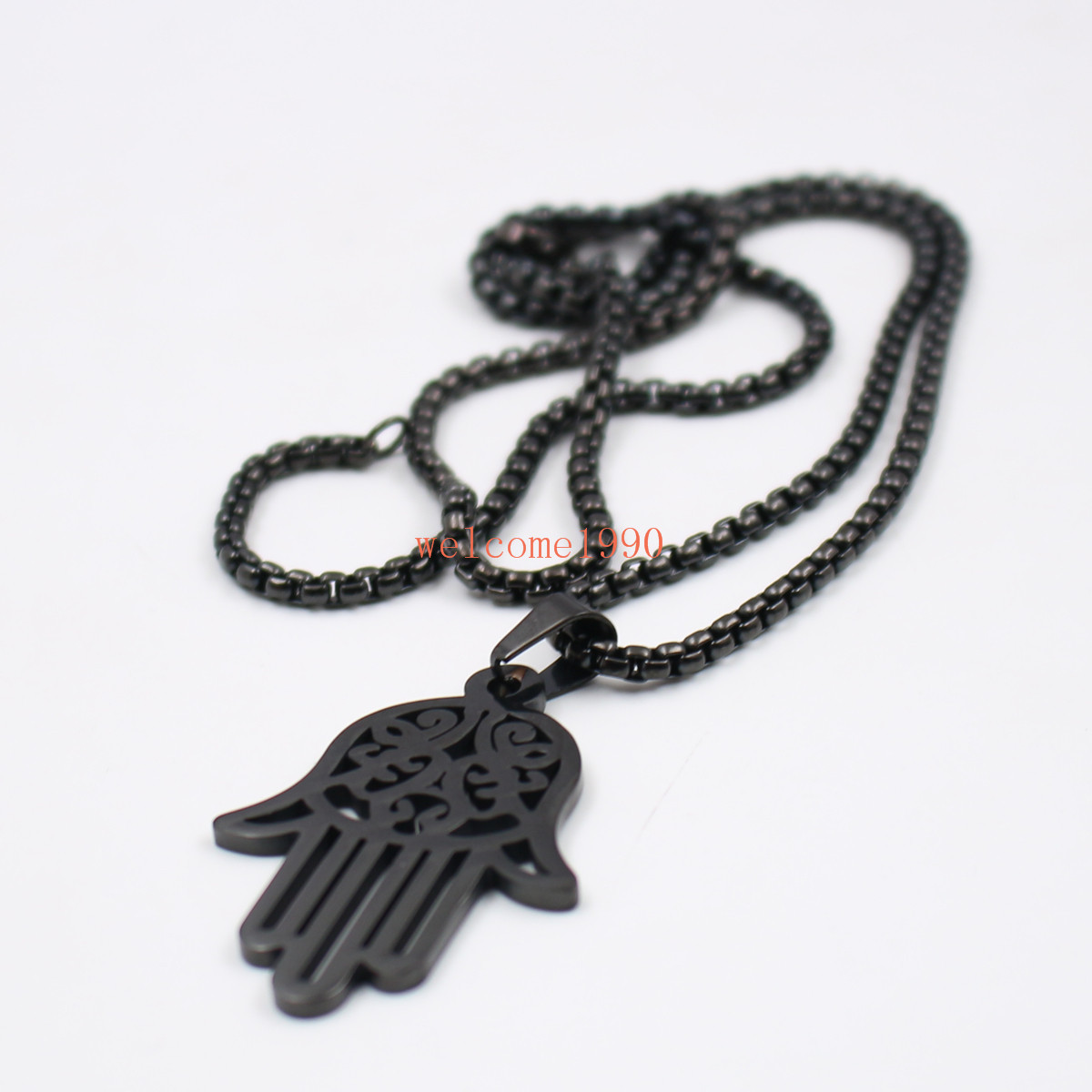 Stainless Steel religions Open Hand Pendant Rolo Chain Necklace Fashion 18-32”