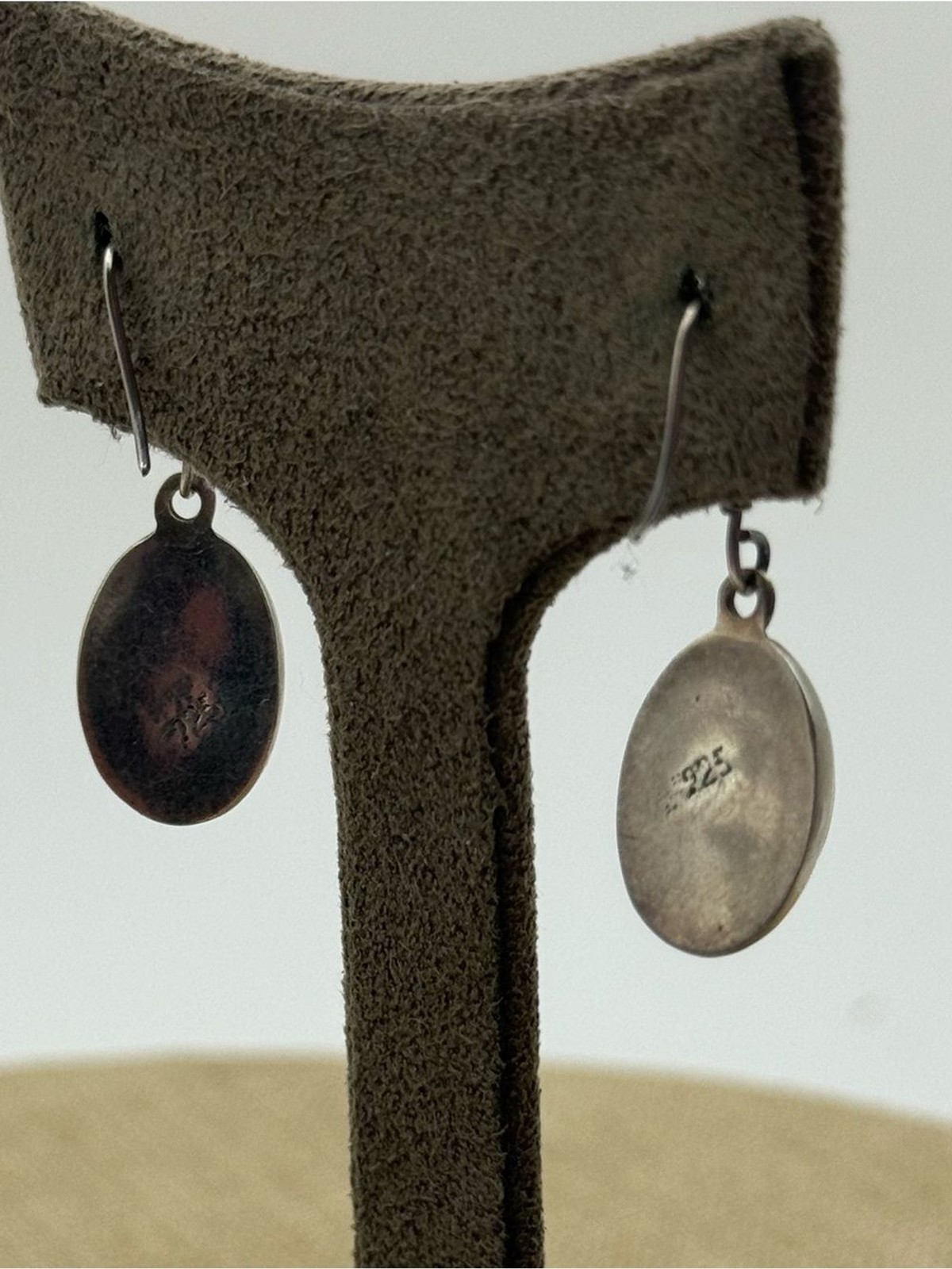Azurite Sterling Silver Blue and Green Oval Drop Earrings