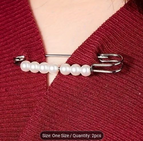 Decorative Safety Pins With Faux Pearls 2.76 in