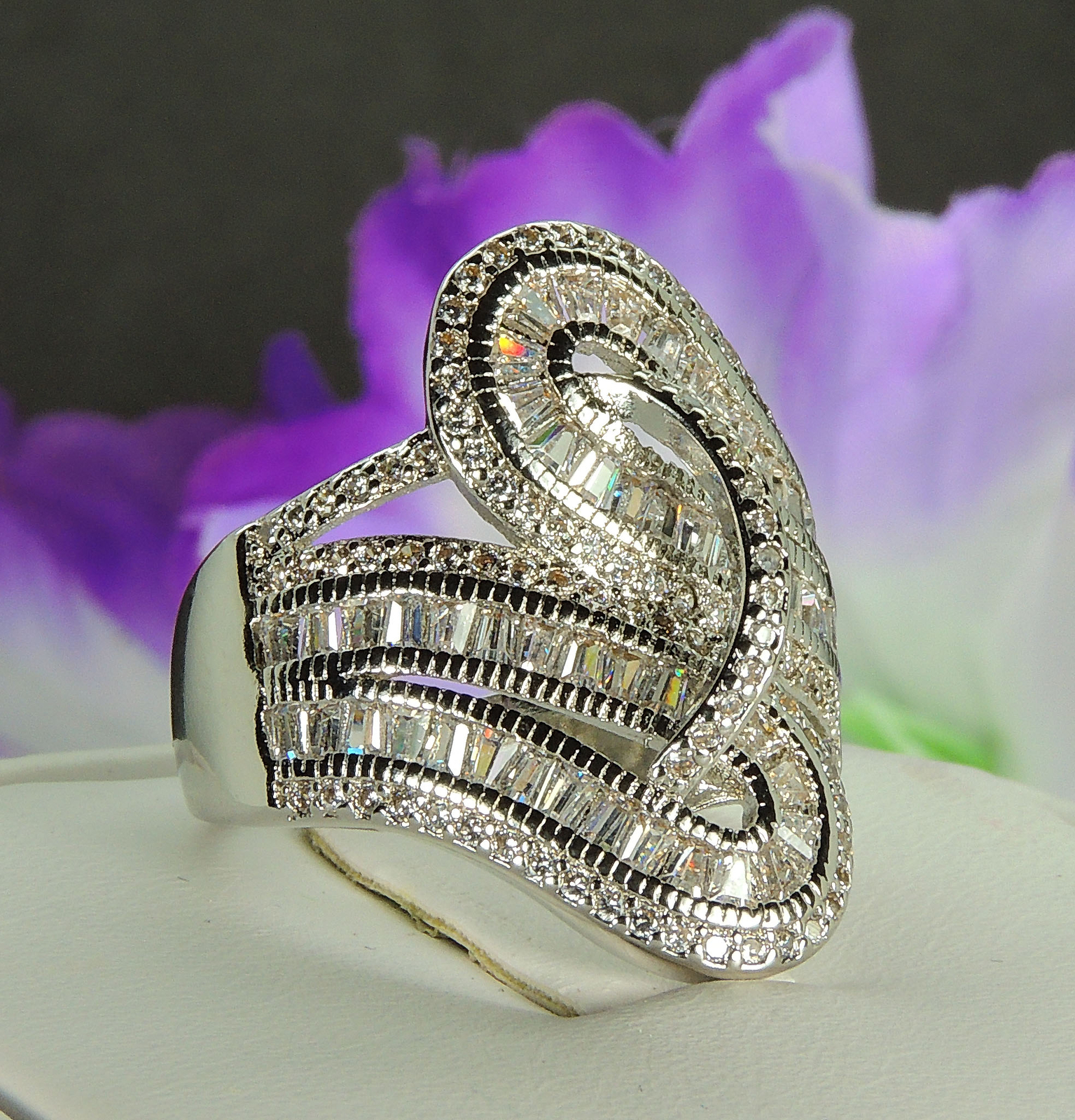 Priscilla Statement Ring Baguette Cubic Zirconia Womens Ginger Lyne Collection