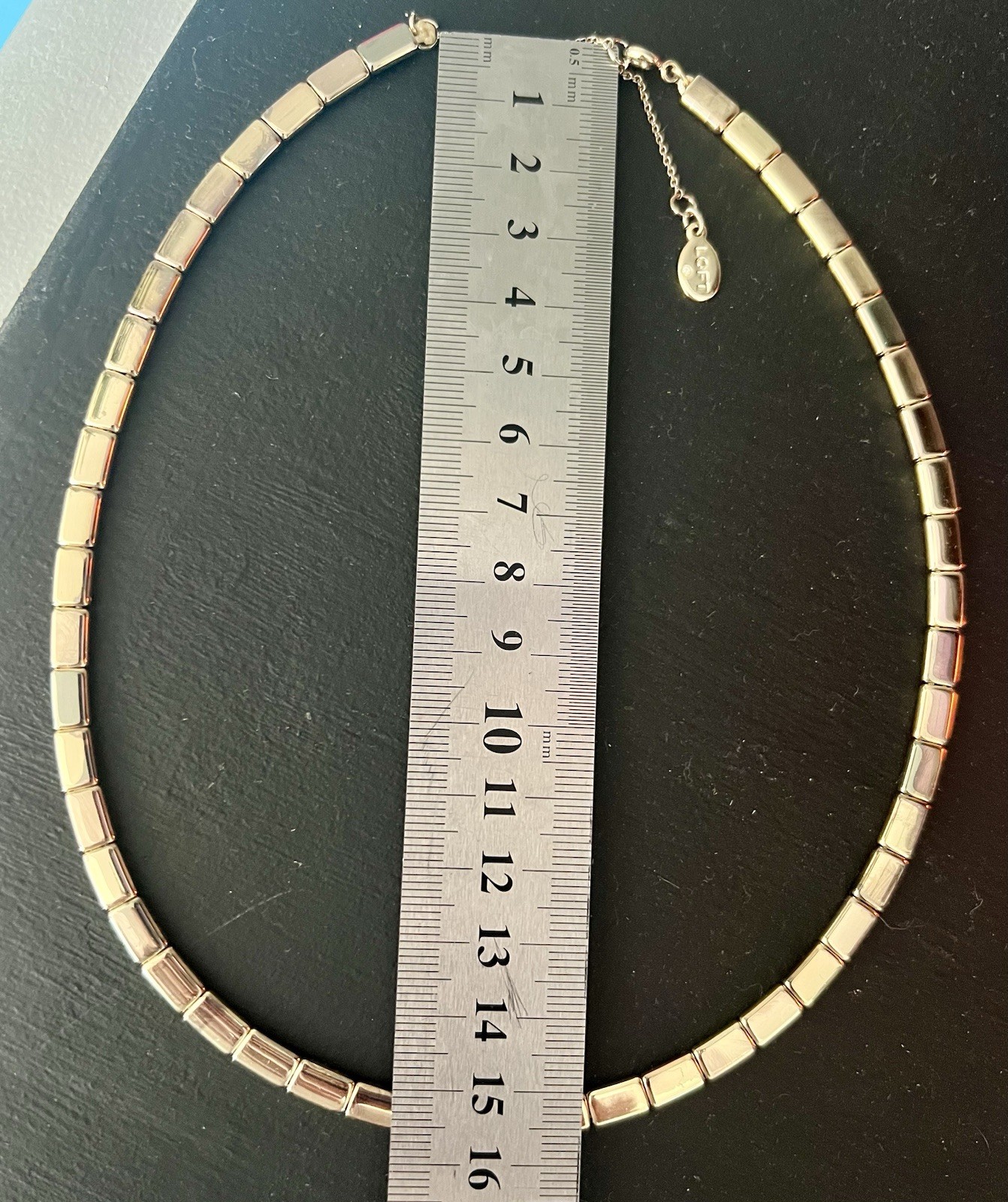 LOFT Gold Tone Rectangular Link Chain Necklace Adjustable
