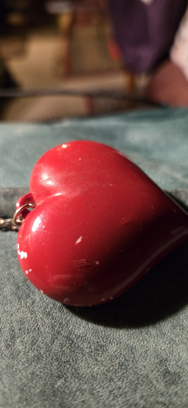 Red Heart Love Pendant Necklace 30″ G Goldtone Chain Heart Pendant 1.5X1.5″