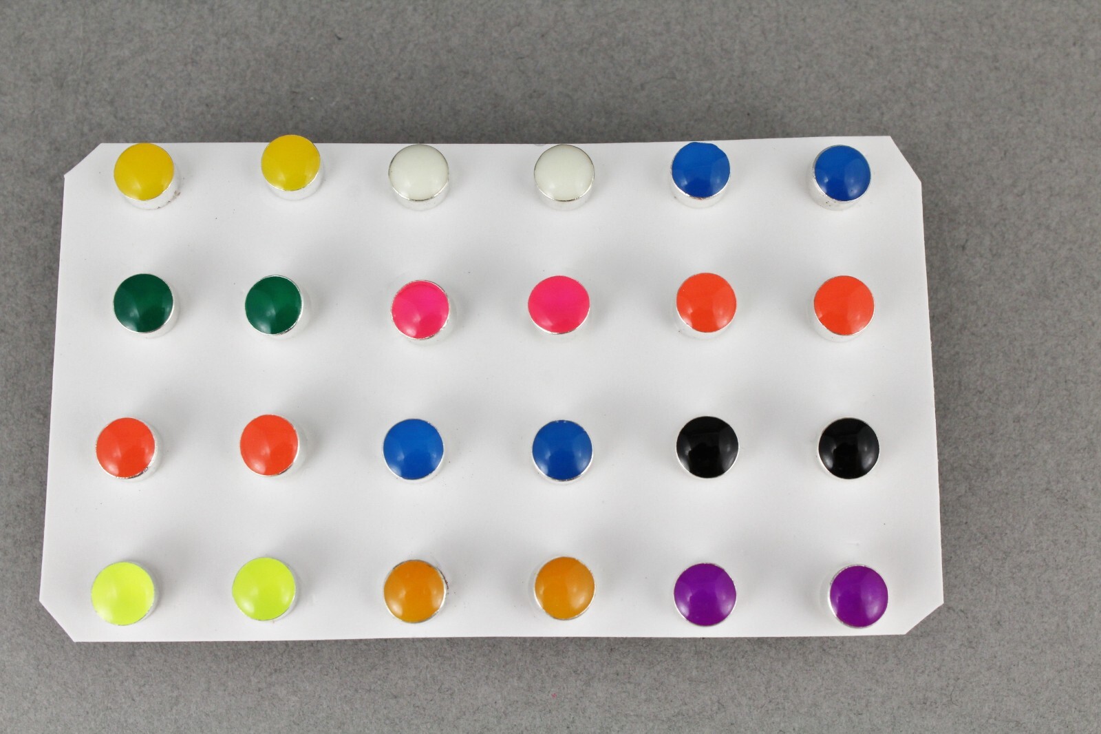 12 pair small enamel stud earrings round post multi assorted colors 6mm wide