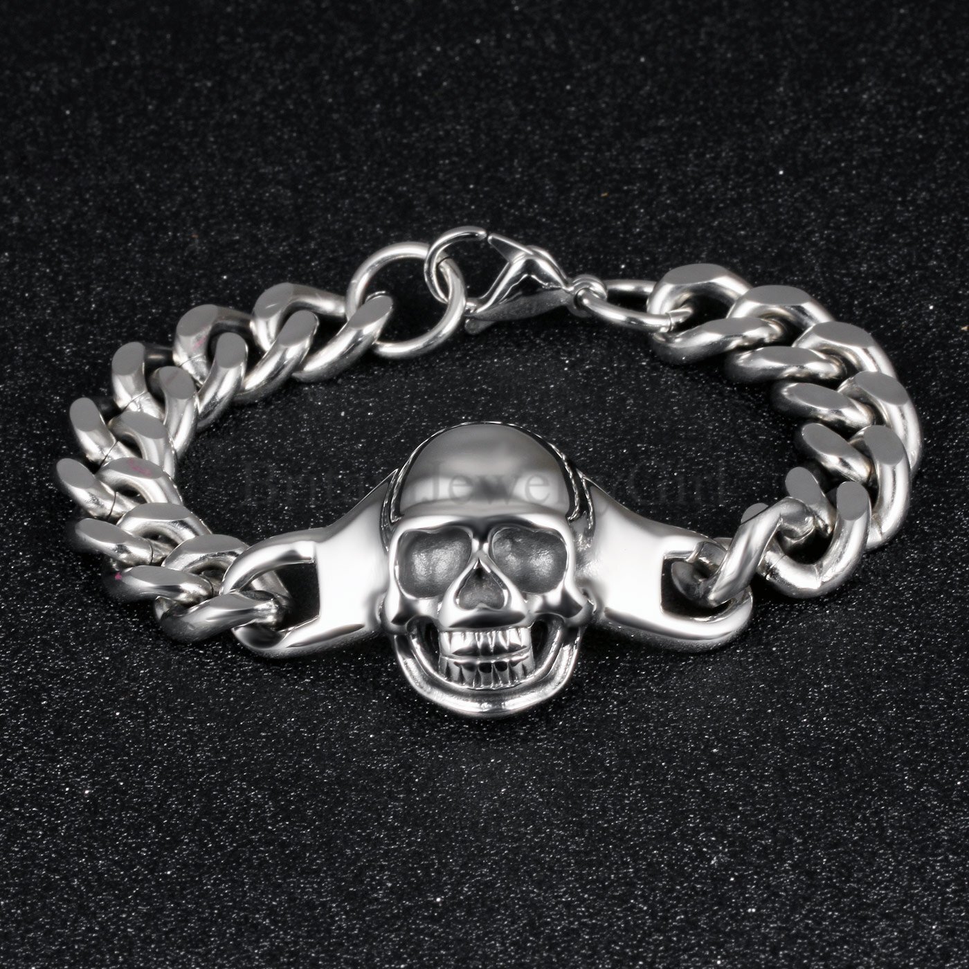 Heavy Cool Gothic Skull Men’s Stainless Steel Fashion Biker Bracelet 9.1 Inches
