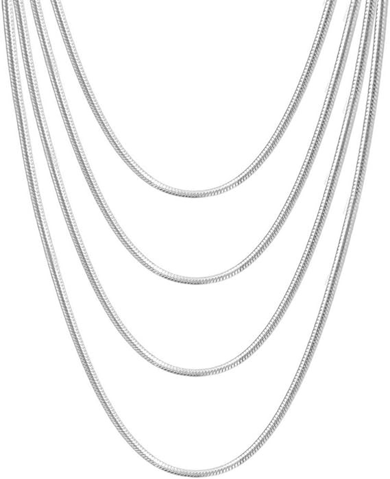 Fashion Women Men Snake Chain Link Necklace Choker Stainless Steel 18 20 22 24″