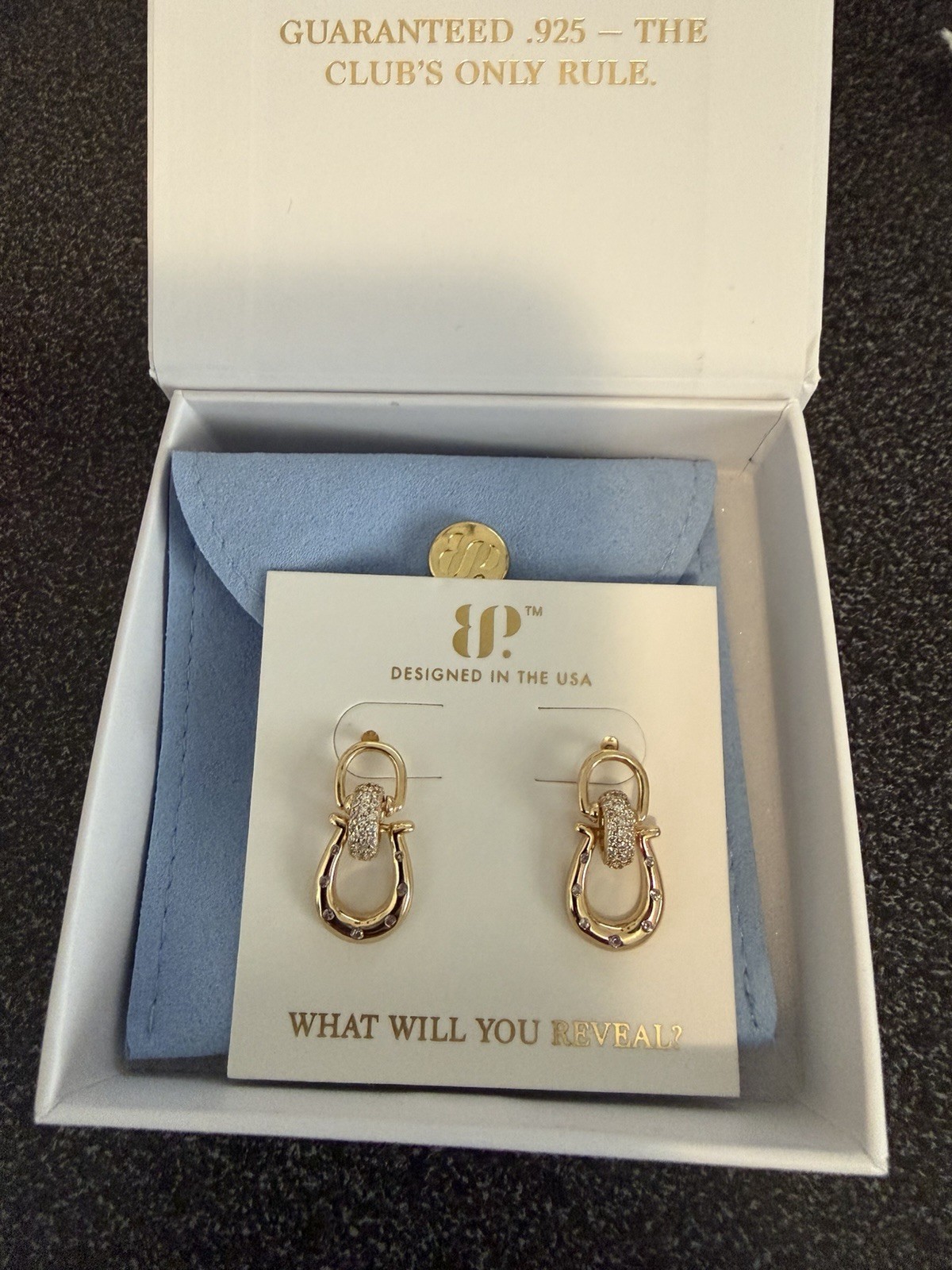 Bomb party vermeil stay Pressed Earrings Gold Played Horse shoe Earring