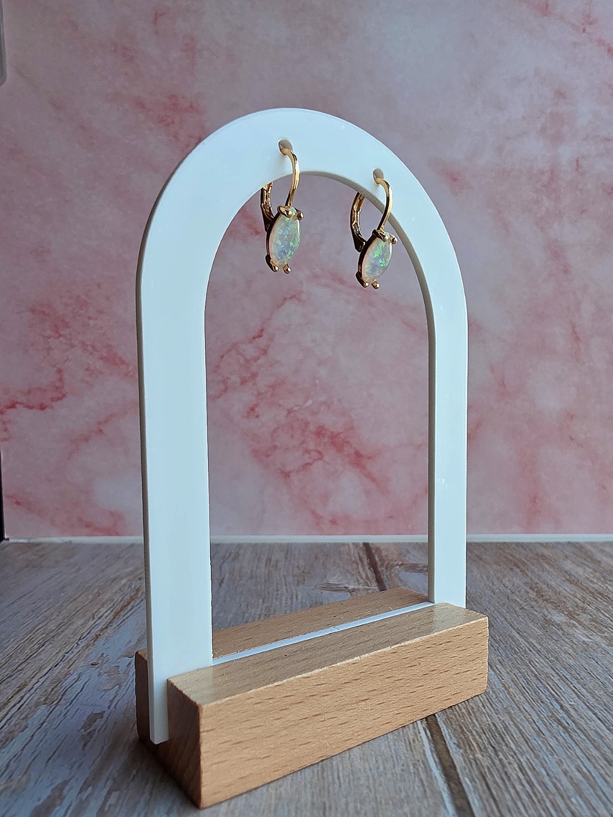 14k Yellow Gold Opal Earrings Plated October Birthstone Birthday Gifts For Women
