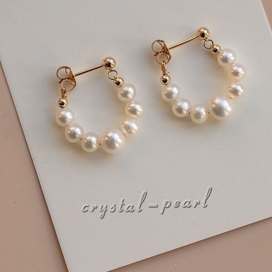 Genuine AAA natural Akoya white pearl dangle earrings 14k yelllow gold P
