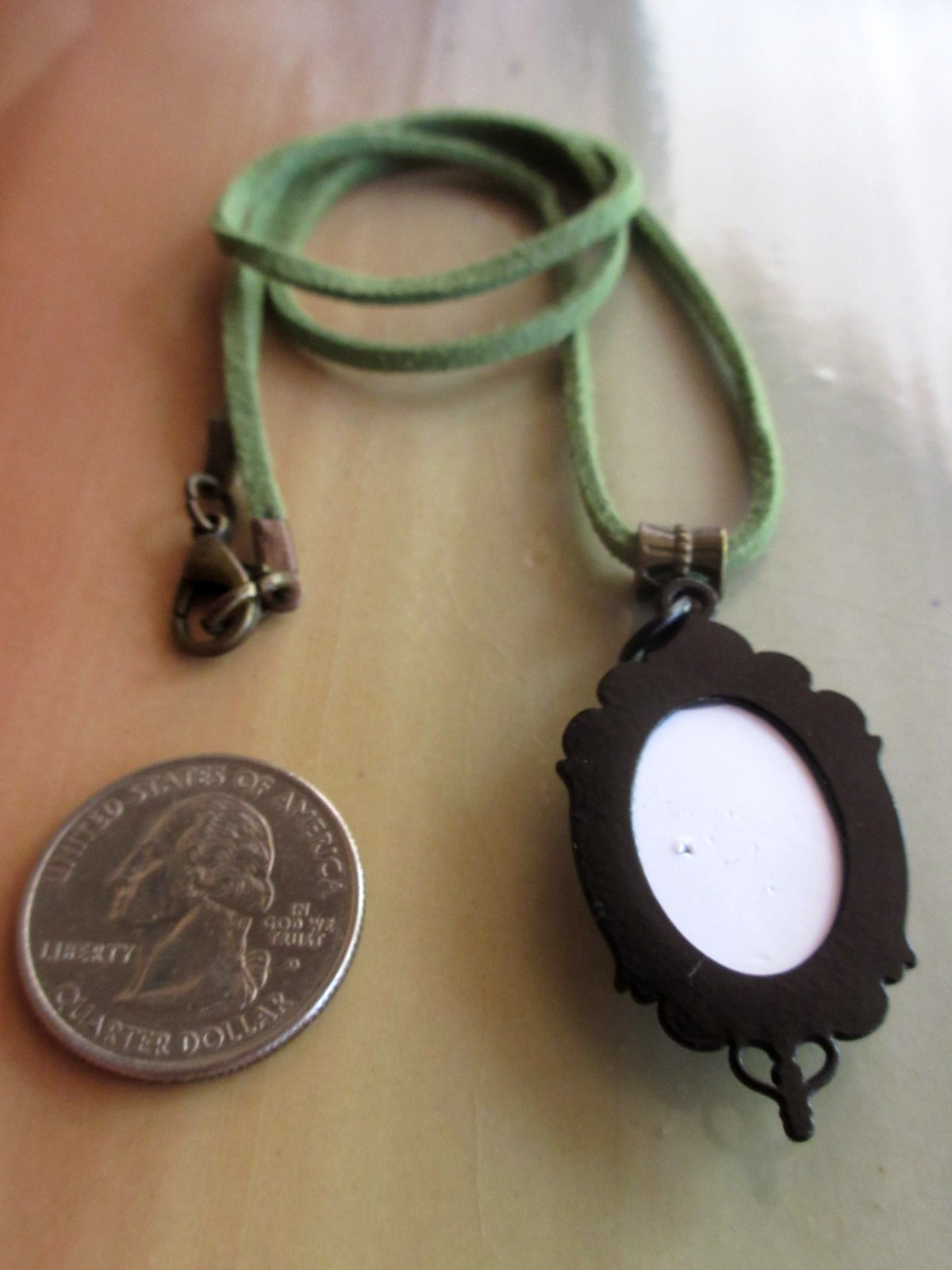 Gothic Rose on Faux Suede Necklace 19 inches