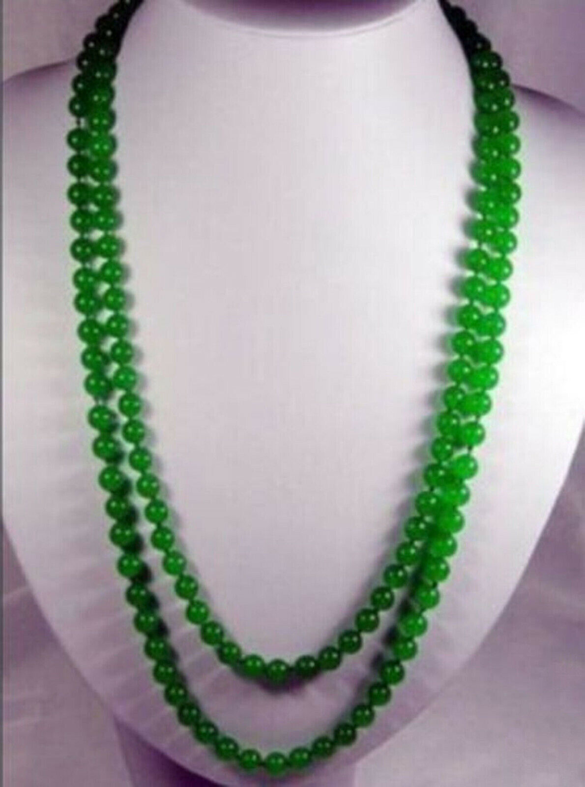 Long 36 inches 6/8/10/12mm Natural Green Jade Round Gemstone Beads Necklaces AAA