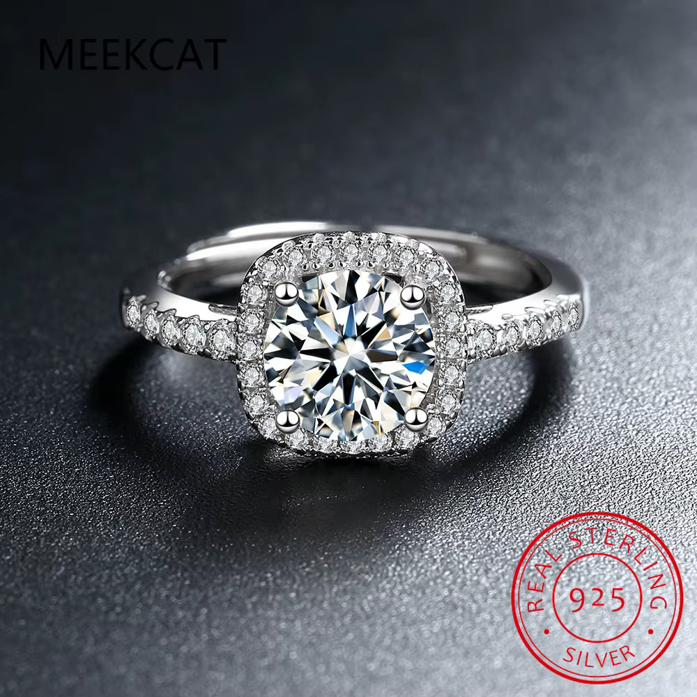 Wedding Ring Engagement Sterling Silver Plated Round Cut CZ Adjustable Size R52
