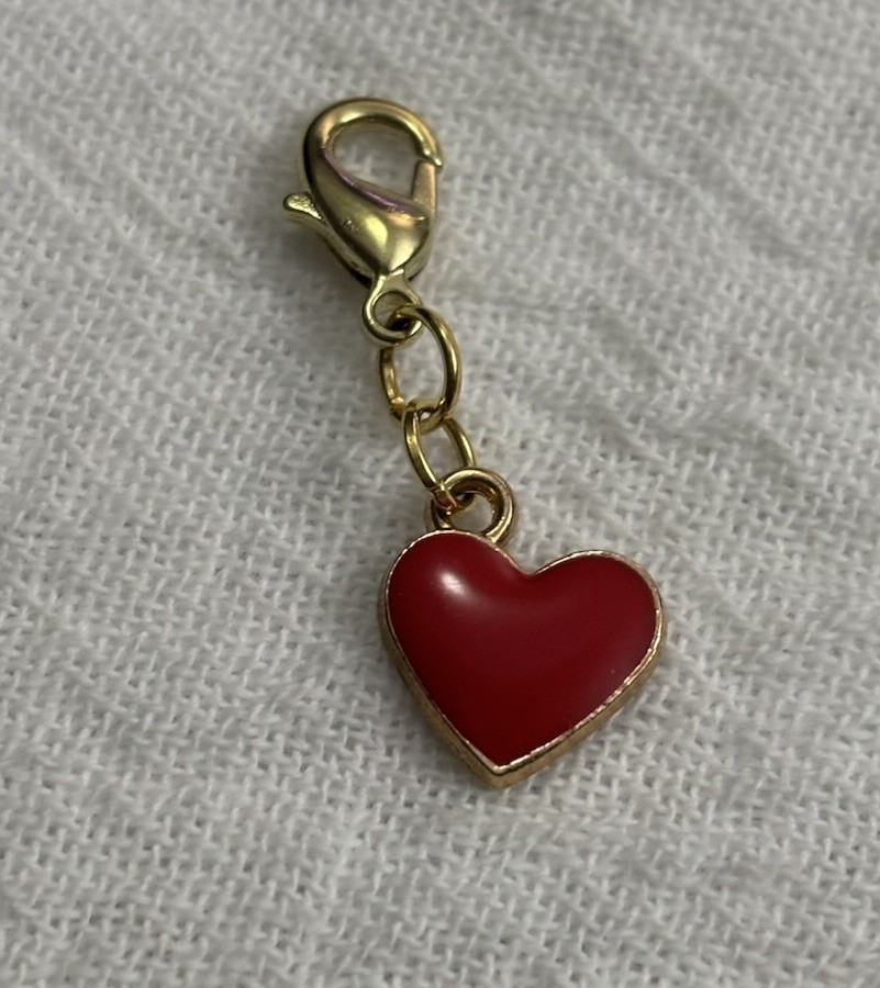 Red Enamel Heart Charm Gold tone