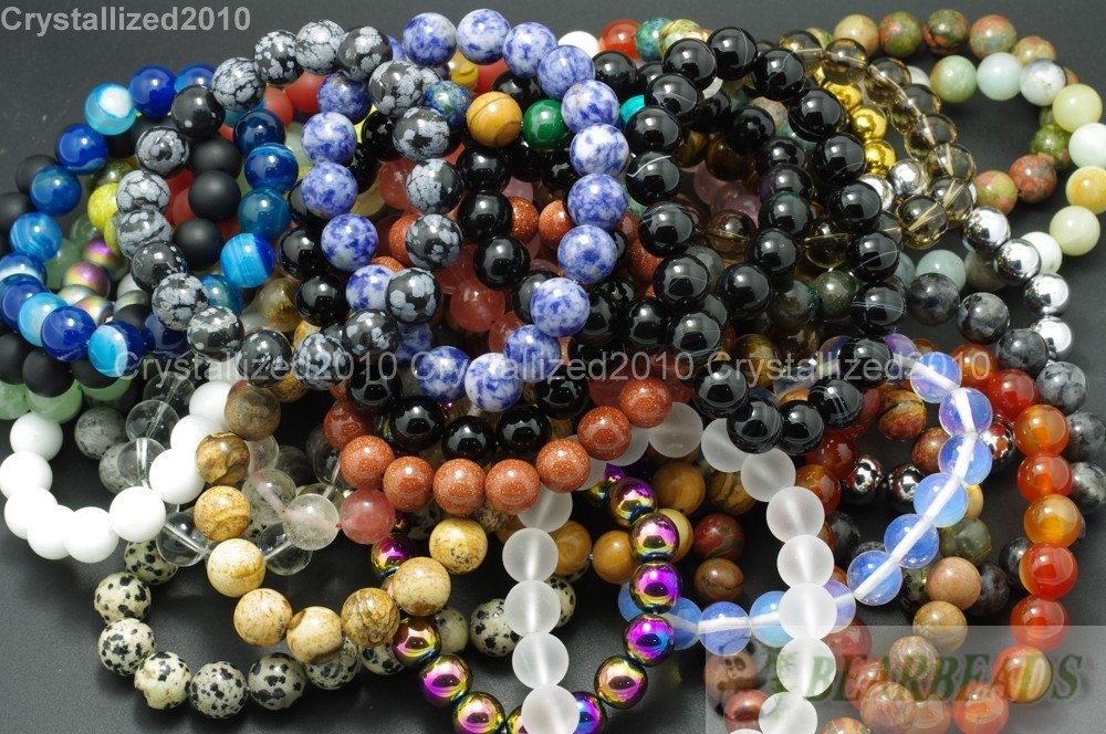 Handmade 6mm Mixed Natural Gemstone Round Beads Stretchy Bracelet Healing Reiki