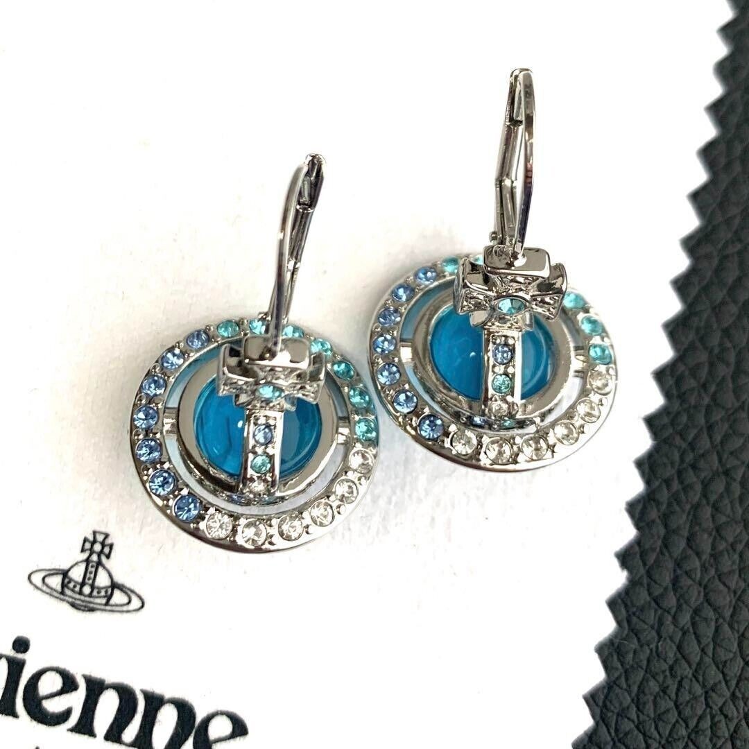 Vivienne Westwood Rhinestone Tiny ORB Earrings LightBlue Silver Outlet authentic