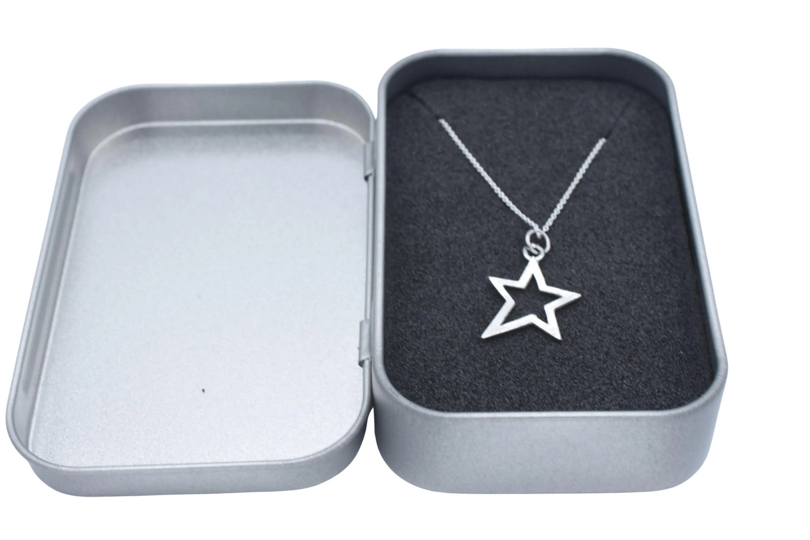 10th Anniversary Tin Pendant Open Star Minimalist Necklace Gift UK
