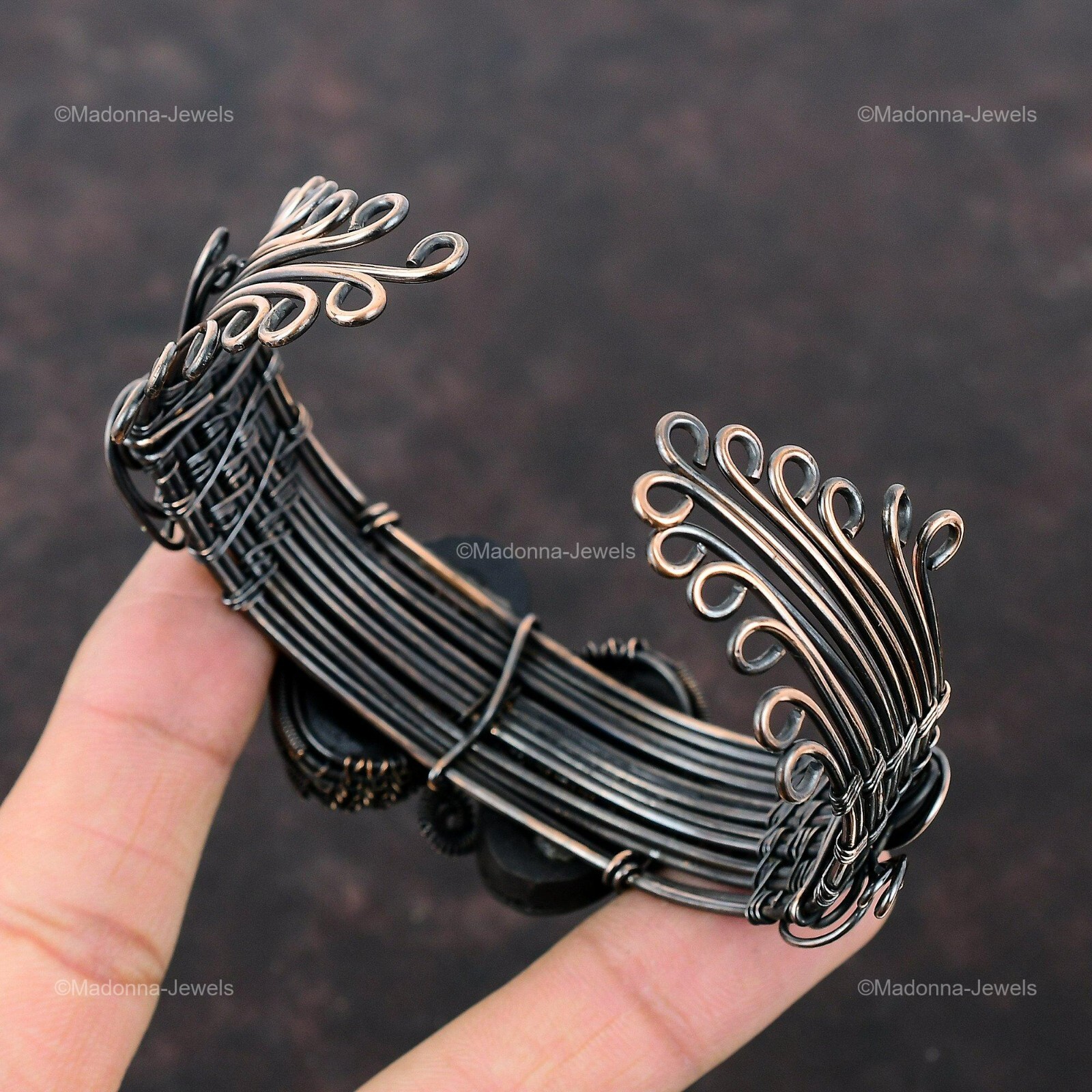 Abalone Shell Jewelry Copper Gift For Mum Wire Wrapped Cuff Adjustable Bangle