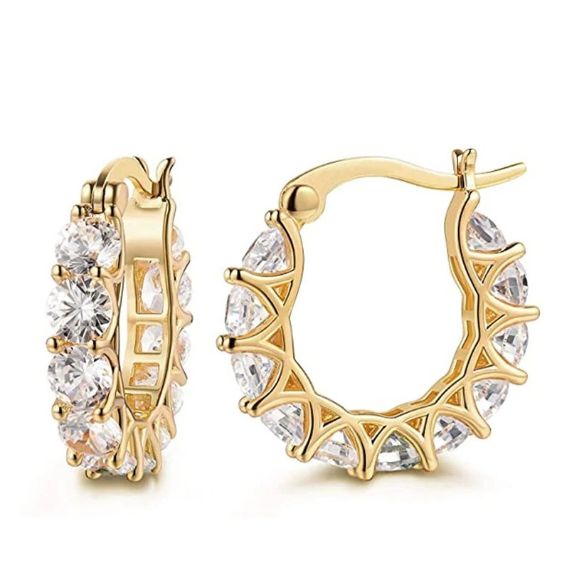 1Pair Full CZ Crystal Hoop Earrings Women Party Statement Jewelry – NEW