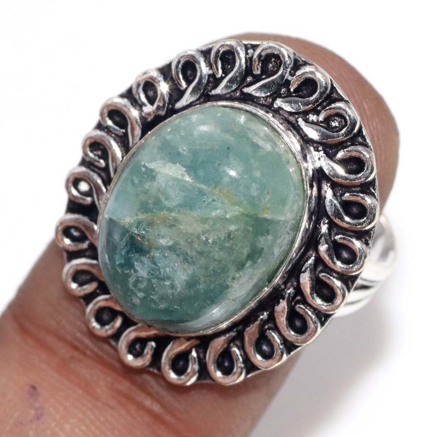 925 Silver Plated Aquamarine Ring US 9.5 Everyday Wear Design Fashion Sale JW