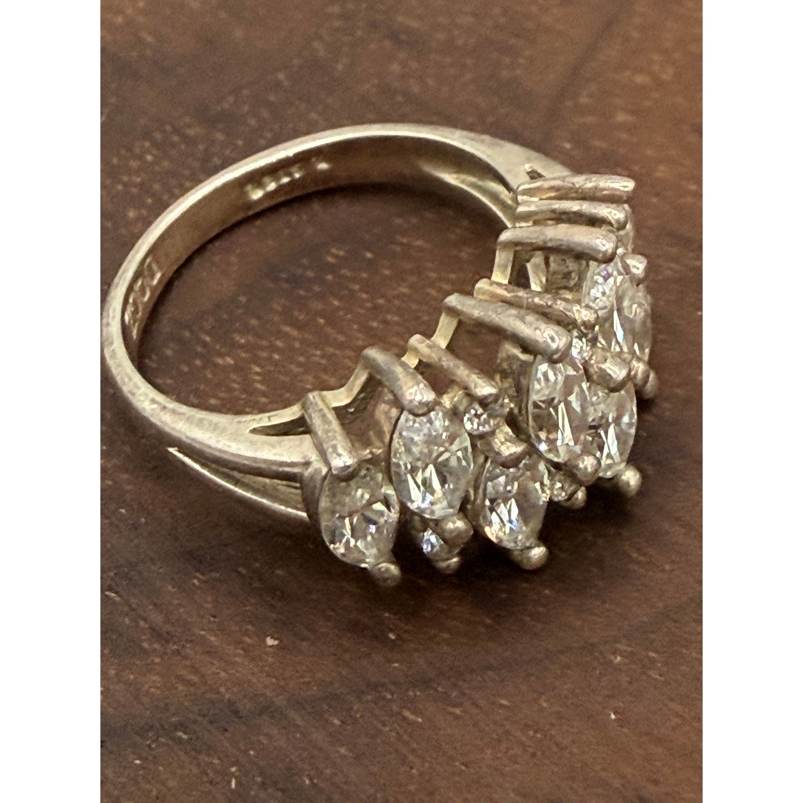 DQCZ Sterling Silver Marquise Diamonique Cluster Statement Ring Size 5