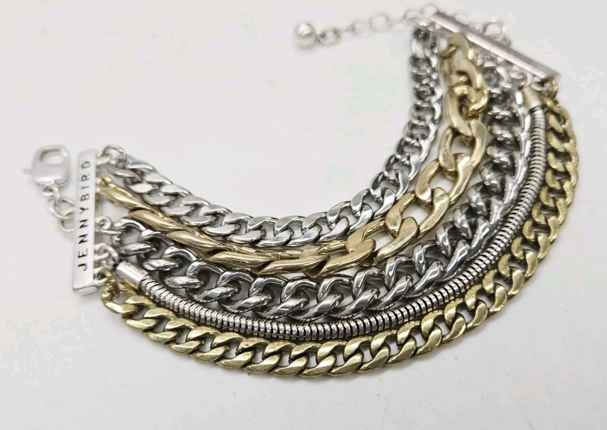 Jenny Bird AUSTIN Bracelet Stacked Multi Chain Link Layered Chain 9 in