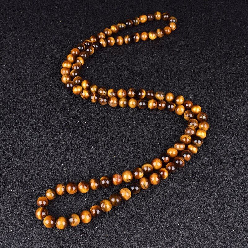 6/8/10/12mm Tiger Eye Stone Necklace Men Meditation Yoga Natural Stone Necklace