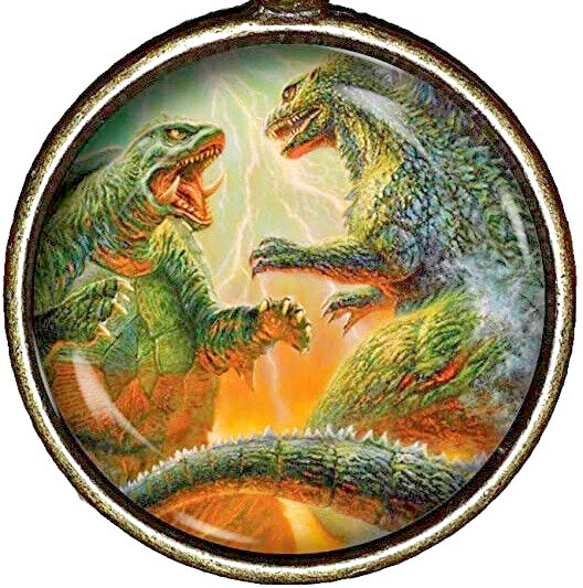 GODZILLA MONSTER DRAGON MOVIE FANTASY Pendant 20″ 925 Sterling Silver Necklace